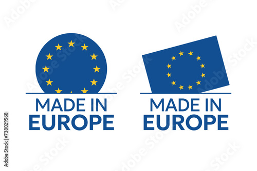 made in Europe labels set, European Union product icons
