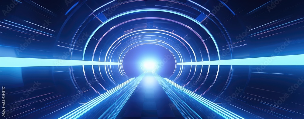 Futuristic Neon Tunnel with Light at the End Futuristic Neon Tunnel with Light at the End