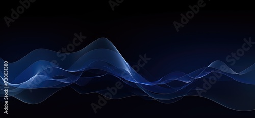 Abstract Blue Waves Flowing on Black Backdrop © evening_tao