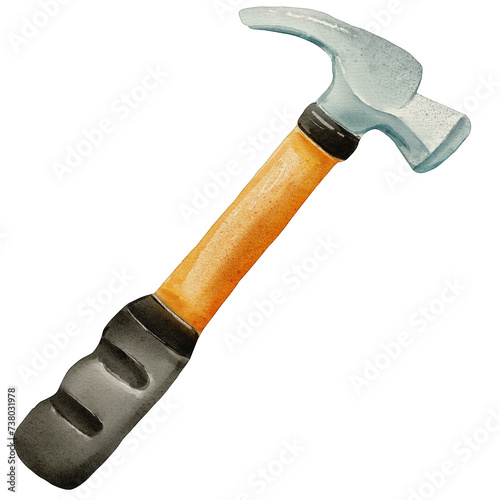watercolor hammer painting clip art, construction illustration png
 photo