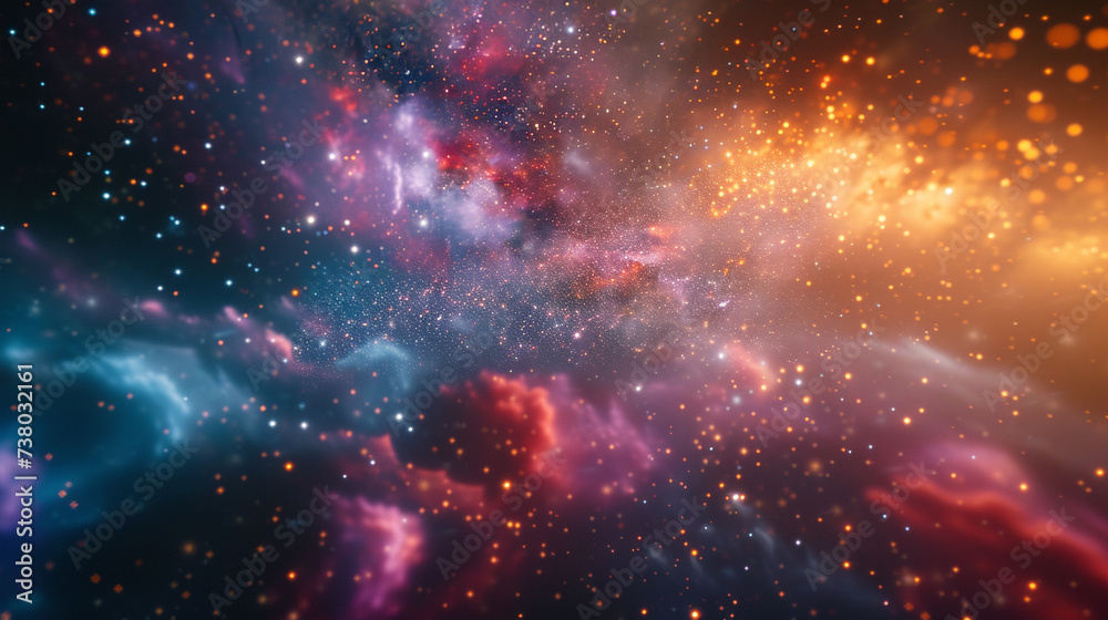 An enchanting panorama of fireworks bursting in vivid hues beneath the vast An enchanting panorama of fireworks bursting in vivid hues beneath the vast
