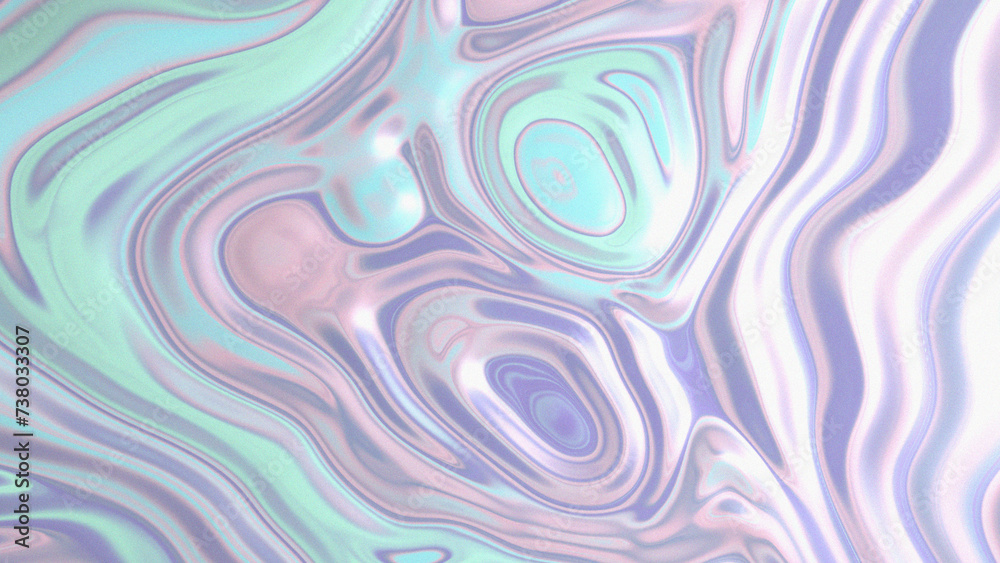 Grainy iridescent holographic gradient background. Psychedelic colourful pattern for your business and brand. Trippy moving water glossy texture. Glass holo lilac colours. Modern fluid 3D image. Grainy iridescent holographic gradient background. Psychedelic colourful pattern for your business and brand. Trippy moving water glossy texture. Glass holo lilac colours. Modern fluid 3D image.