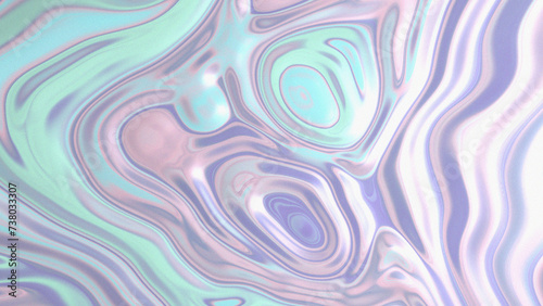 Grainy iridescent holographic gradient background. Psychedelic colourful pattern for your business and brand. Trippy moving water glossy texture. Glass holo lilac colours. Modern fluid 3D image.