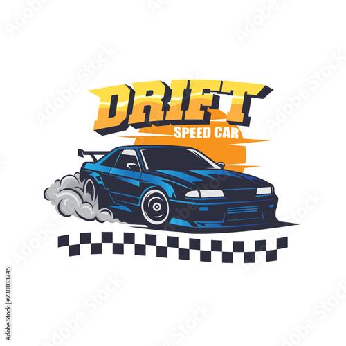 drift car racing logo vector graphic illustration