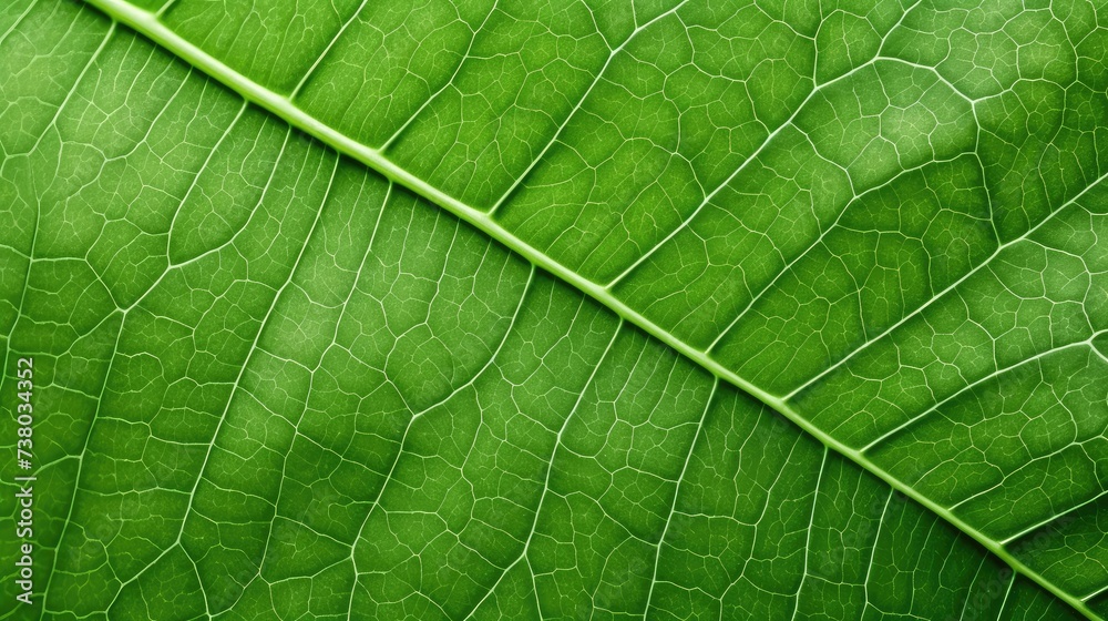 Vibrant Green Leaf Texture in Close-Up Vibrant Green Leaf Texture in Close-Up