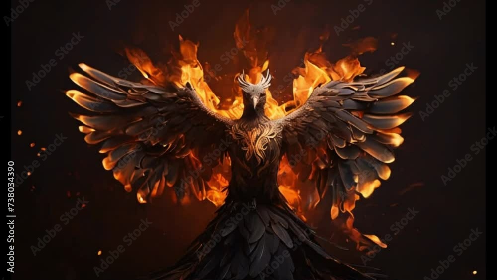 Legendary fire bird. AI generative