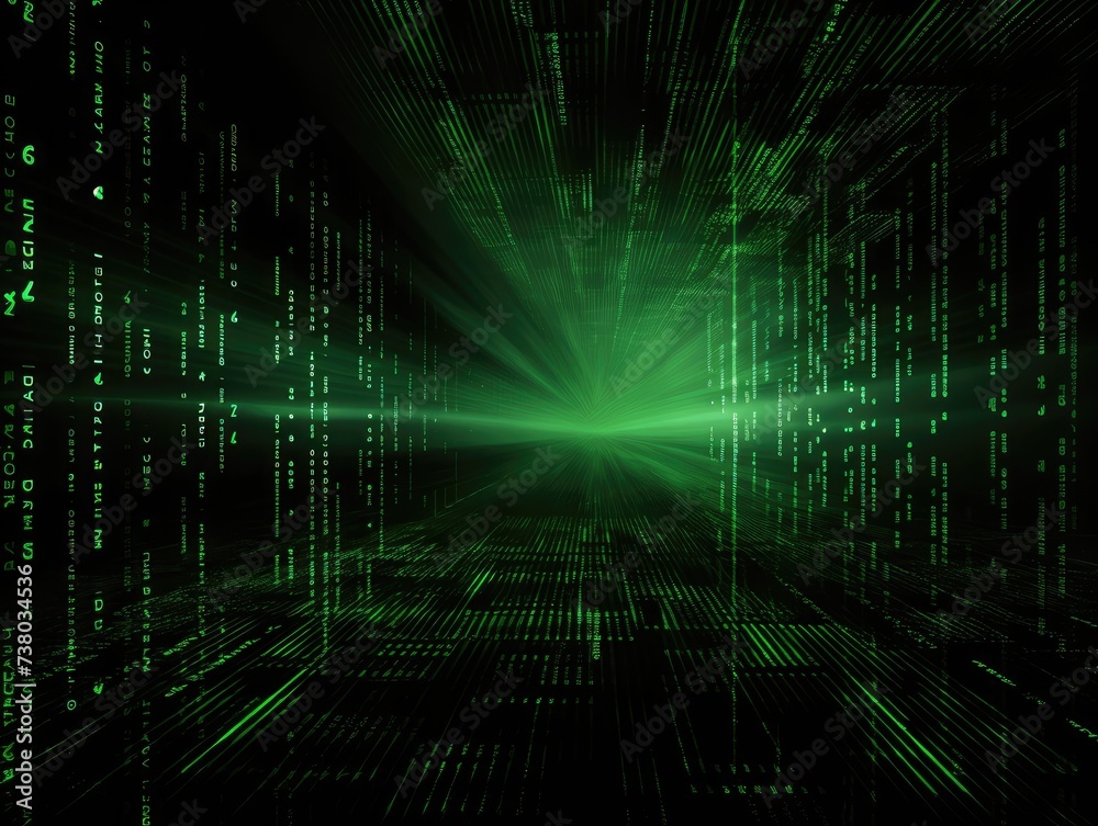 Digital Data Stream in Cyberspace with Matrix Effect Digital Data Stream in Cyberspace with Matrix Effect