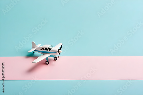 A small, cute model airplane. simple background. Generative AI