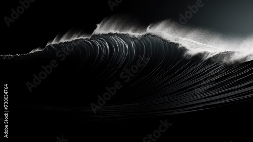 Majestic Black and White Wave at Night
