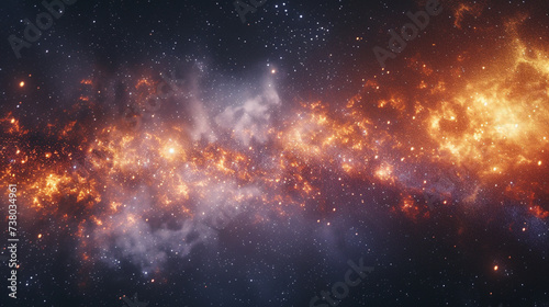 Brilliantly lit fireworks against the blurry expanse of the Milky Way photo