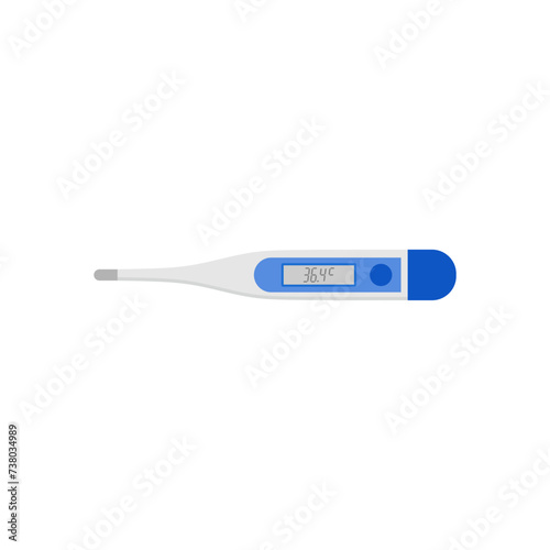 thermometer flat design vector illustration. Glass medical digital thermometer for fever measurement diagnostic. logo pictogram for medical and healthcare. Medical measuring device icon.