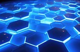 Futuristic Blue Hexagon Pattern Illuminated Background