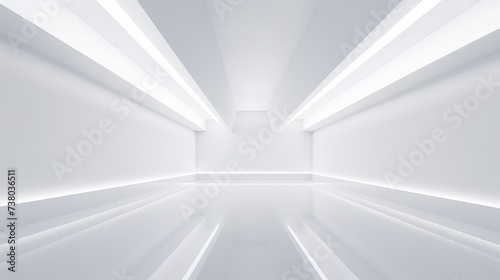 Futuristic White Corridor with Illuminated Walls