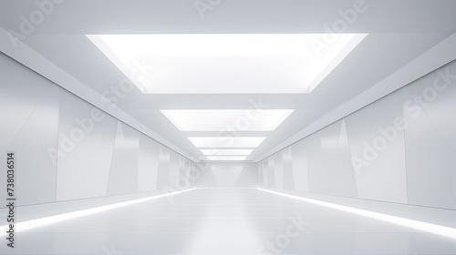 Futuristic Minimalist White Corridor Interior Design
