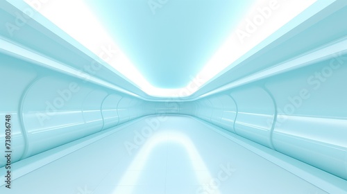 Futuristic Curved Corridor with Bright Lighting
