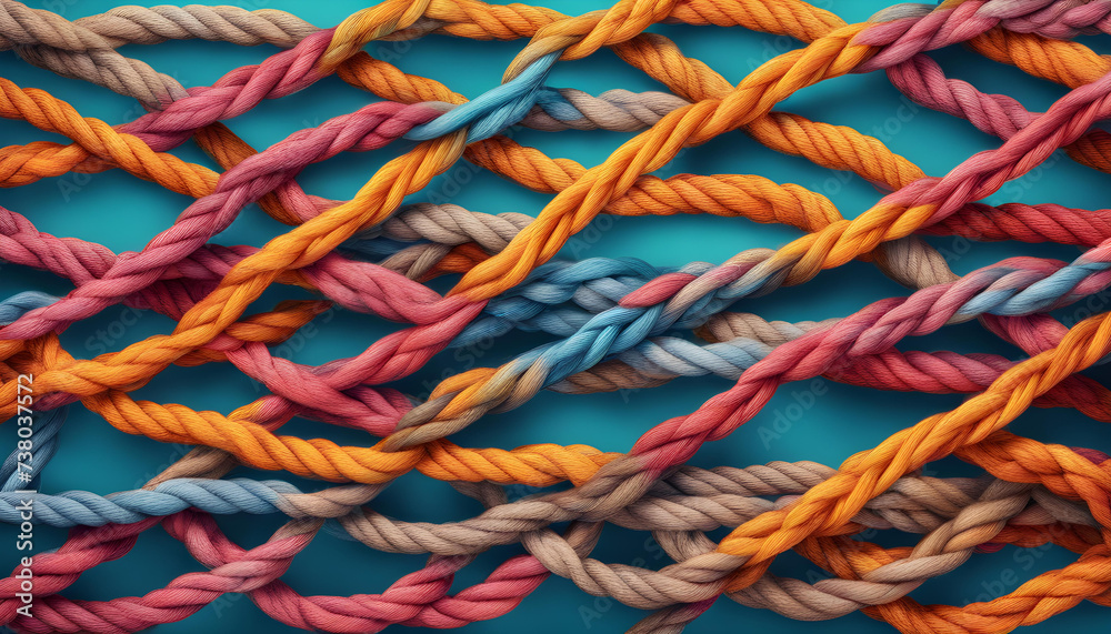 Building Strong Connections: Diverse Team Ropes Symbolizing Partnership and Unity