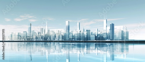 Modern City Skyline Reflection on Water © evening_tao