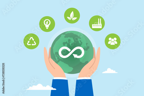 Hand holding circular economy cycle