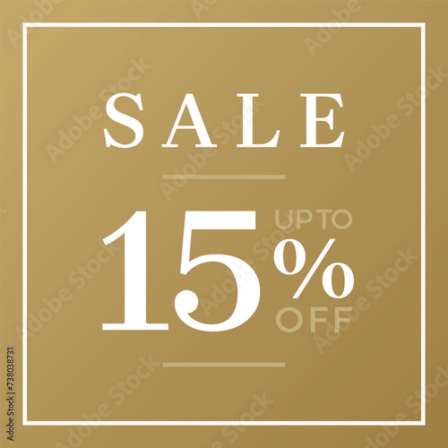 Sale up to 15% off sign. Fifteen percent discount. Special offer symbol. Discount promotion. Vector design.