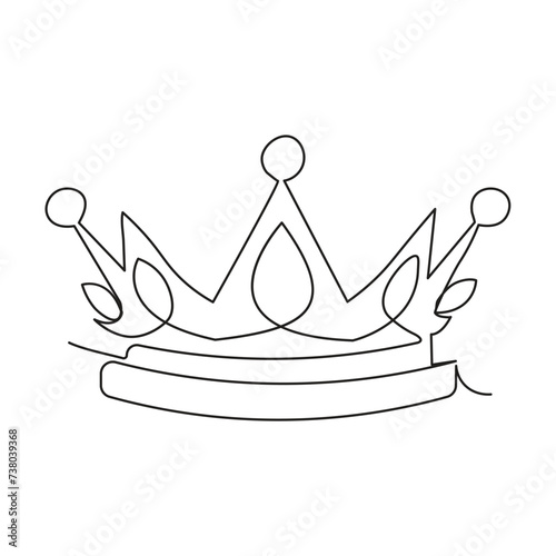 Continuous single line drawing of royal crown simple king crown outline vector art illustration design