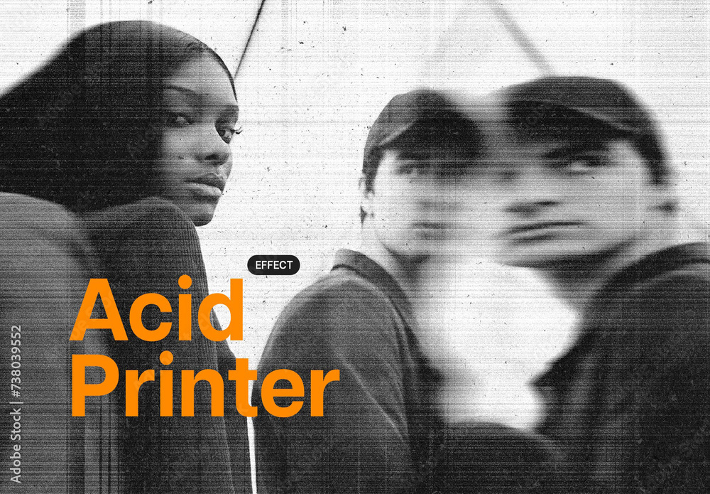 Distorted Printer Photo Effect Mockup Stock Template | Adobe Stock