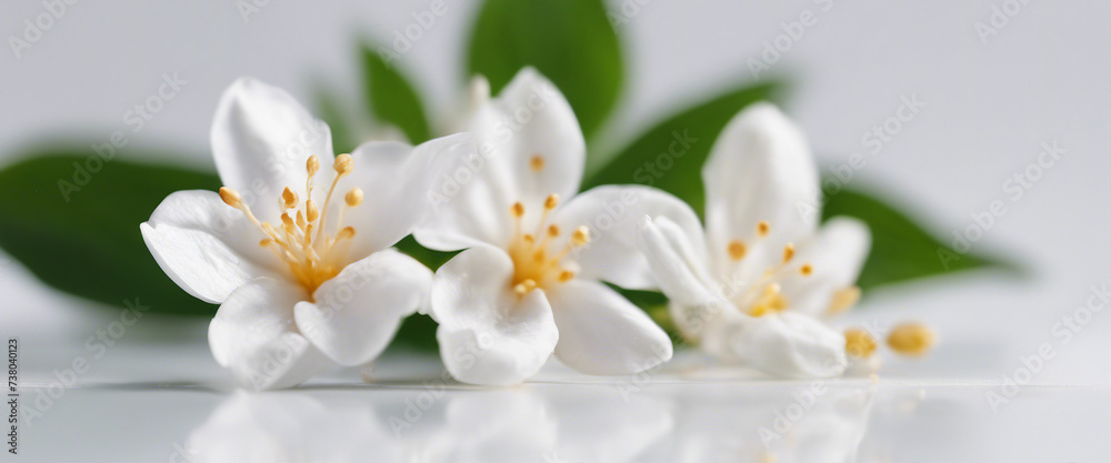 Fototapeta premium jasmine flower, isolated white background, copy space for text