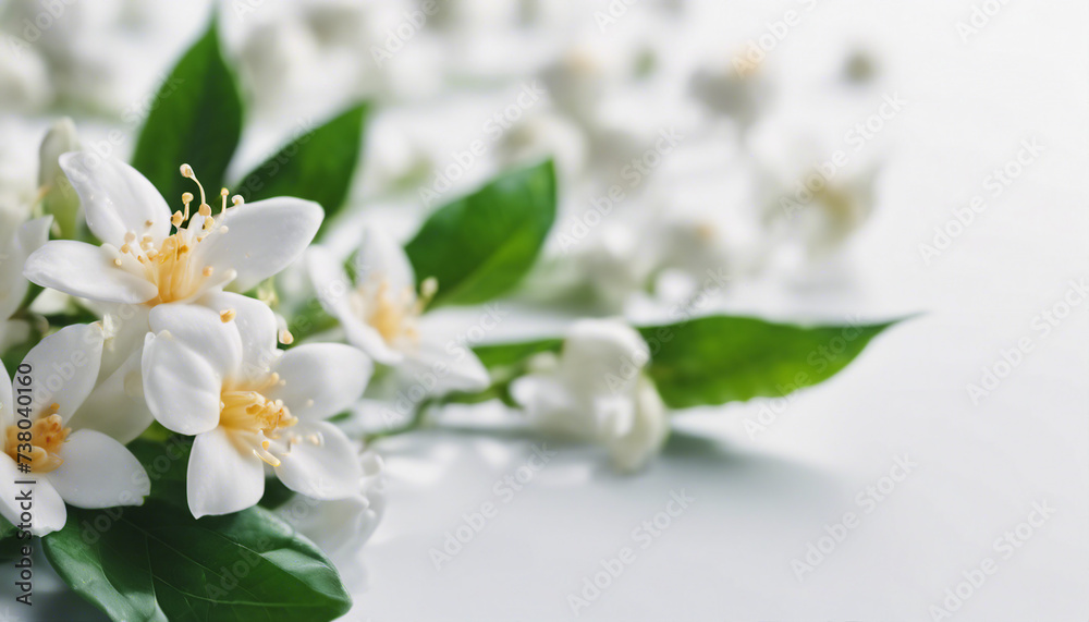 Fototapeta premium jasmine flower, isolated white background, copy space for text