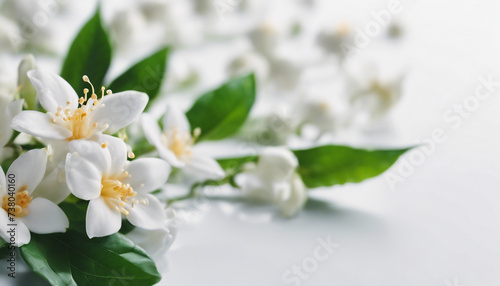 jasmine flower, isolated white background, copy space for text