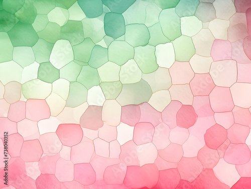 Abstract pink and green watercolor mosaic illustration background 