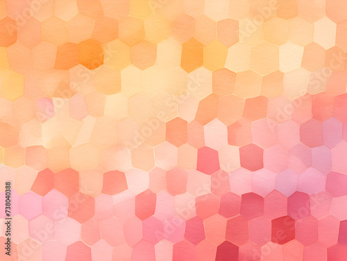 Abstract pink and orange watercolor mosaic illustration background 