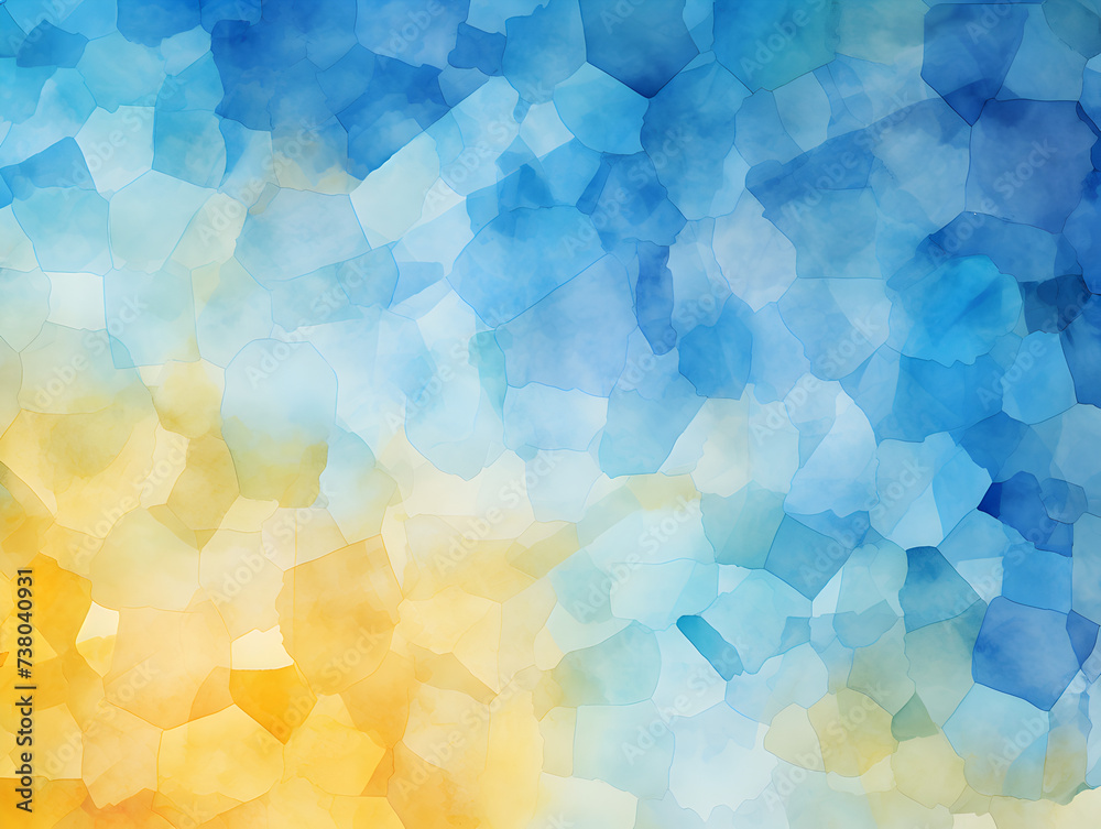 Abstract blue and yellow watercolor mosaic illustration background Abstract blue and yellow watercolor mosaic illustration background