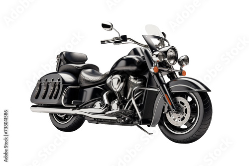 Black Motorcycle. A black motorcycle is showcased against a clean transparent backdrop  accentuating its sleek design.