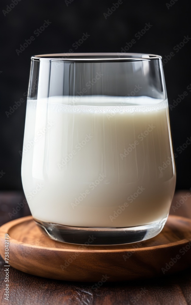 A close-up of a glass of kefir,buttermilk or yogurt with probiotics emphasizing its smooth texture. Dark background. Concept a potent source of probiotics for gut health. A close-up of a glass of kefir,buttermilk or yogurt with probiotics emphasizing its smooth texture. Dark background. Concept a potent source of probiotics for gut health.
