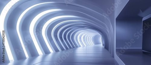 Wallpaper Mural Futuristic Curved Corridor with Illuminated Arches Torontodigital.ca