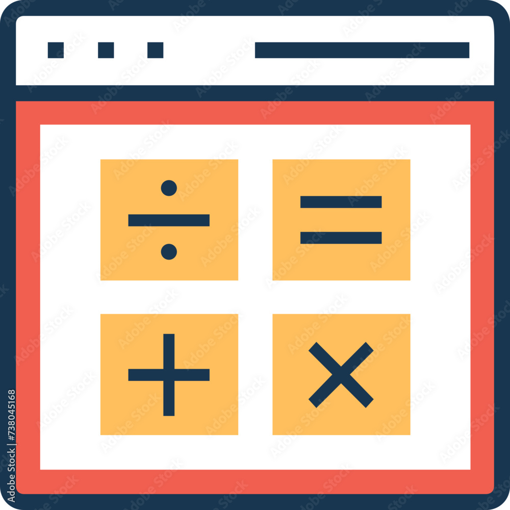 An icon of calculation flat design An icon of calculation flat design