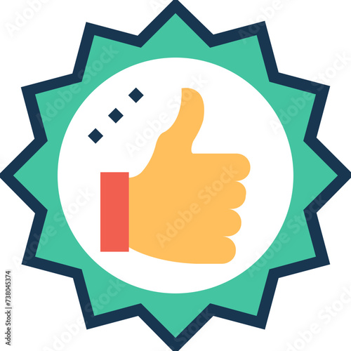 An icon of thumbs up flat design 