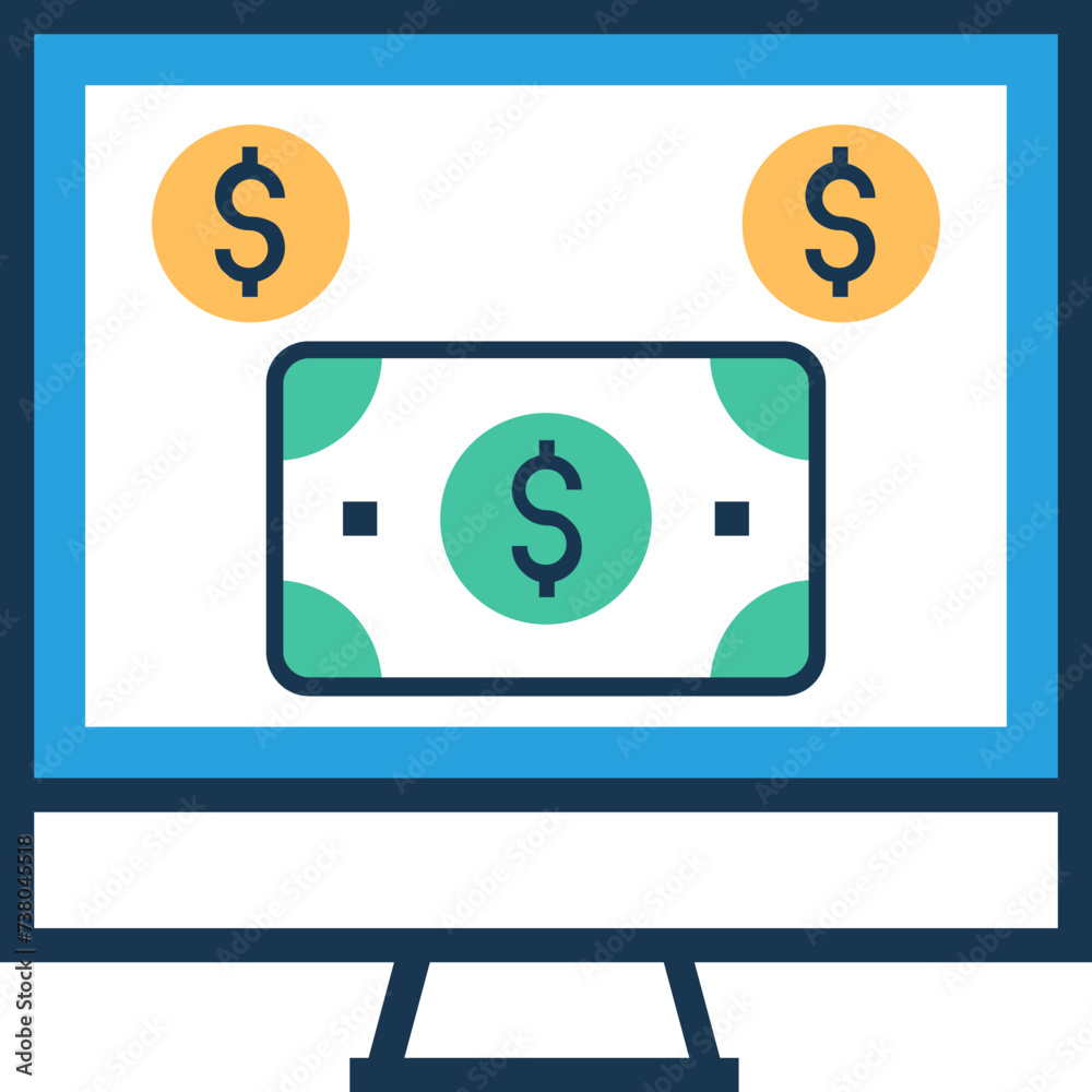 Obraz premium E Banking flat and line icon