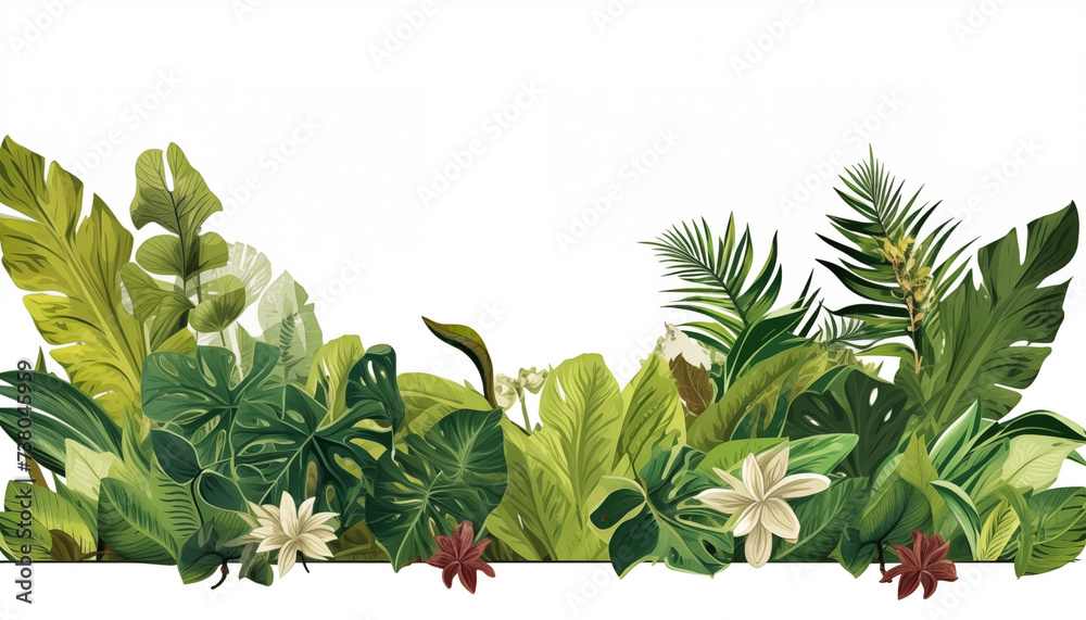 Tropical plants isolated on white background. Botanic