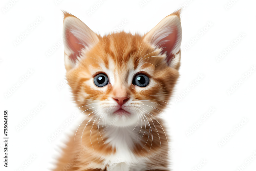 Adorable Small Orange and White Kitten With Blue Eyes