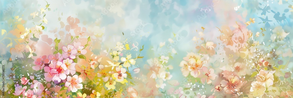 Tender artistic floral background poster or banner with copyspace for International Women's day with pastel painted abstract flowers Tender artistic floral background poster or banner with copyspace for International Women's day with pastel painted abstract flowers
