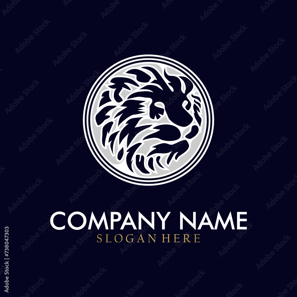 Luxury tiger logo on dark background. Modern lion icon.
