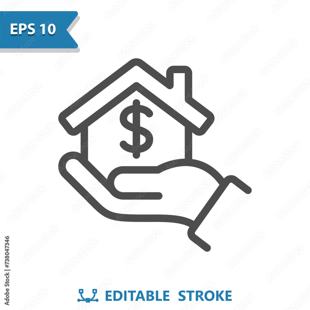 Hand, House Icon. Home, Real Estate, Price, Dollar, Mortgage, Realtor Hand, House Icon. Home, Real Estate, Price, Dollar, Mortgage, Realtor