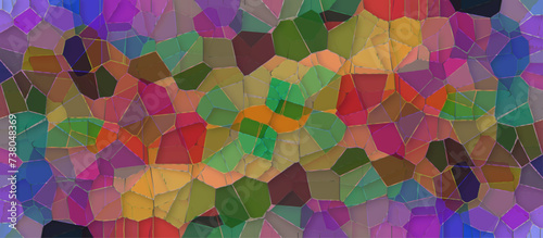 Abstract multicolored geometric glass fragments pieced background .Seamless texture with a broken stained glass .3d shapes vector Vintage Illustration background .Ceramic mosaic pattern.	