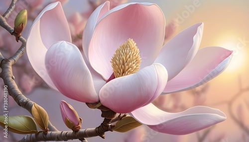 beautiful, painted magnolia flowers. wallpaper, decoration. photo