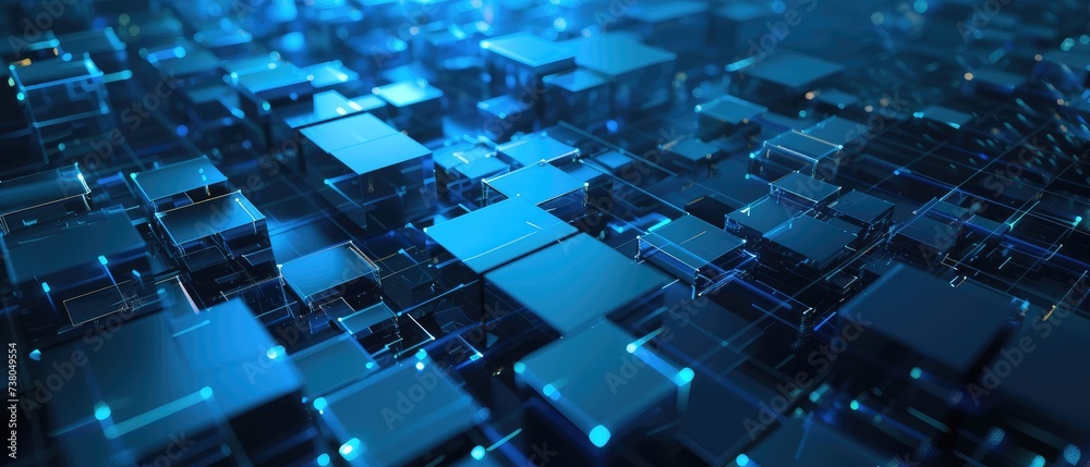 Abstract Blue Cubes Futuristic Technology Background Abstract Blue Cubes Futuristic Technology Background