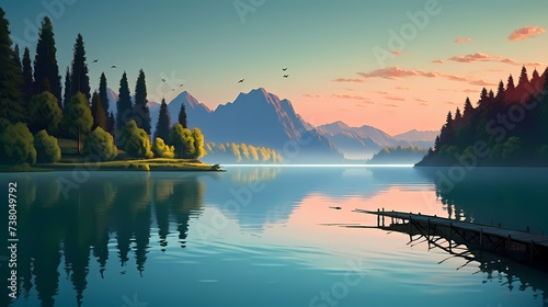 Quiet lake, beautiful scenery