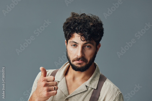 Man attractive adult guy background casual portrait isolated person young face handsome expression cool