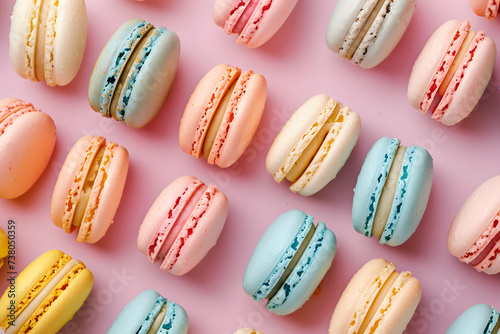 Macarons on background.