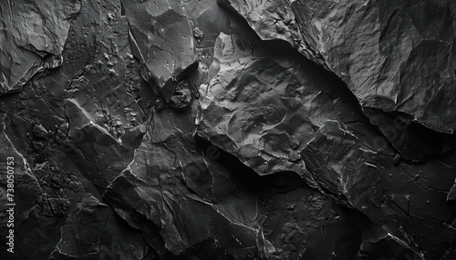 Black stone texture, rock surface, cracked black stone surface texture background, banner