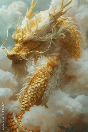 A legendary white and gold Chinese dragon. © Sina